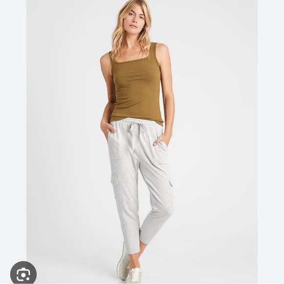 Banana Republic Gray Terry Cargo Jogger Track Pants Large - Picture 1 of 4